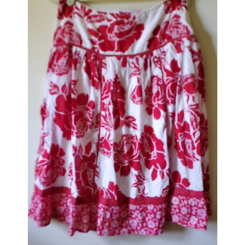 RAVIYA SURF Cotton Tropical Flower Skirt Side Zip Slip Lined Size L Runs Small
